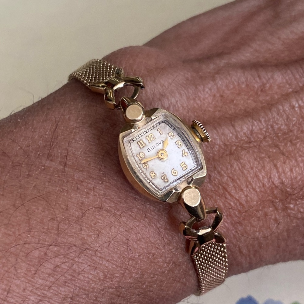 Vintage Solid 14K Gold Case Bulova Cocktail Manual-Wind Ladies Watch! Runs!! - Picture 2 of 14